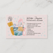 水彩の家政婦の清掃サービスピンク 名刺 (正面)