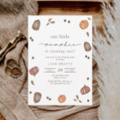 水彩の小さなかぼちゃのファーストバースデー 招待状