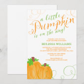 水彩の小さなかぼちゃ 秋のベイビーシャワー 招待状 (正面/裏面)