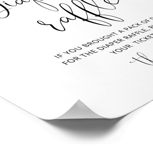 水彩の小さな桃おむつラッフルサイン ポスター (角)