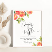 水彩の小さな桃おむつラッフルサイン ポスター