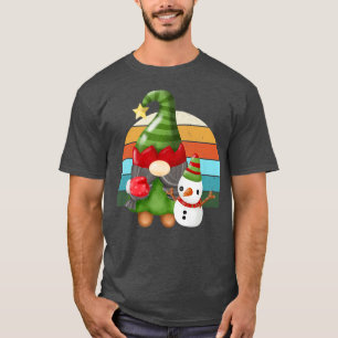 水彩の小人サンタ クリスマス ツリー ライト Xmas Tシャツ