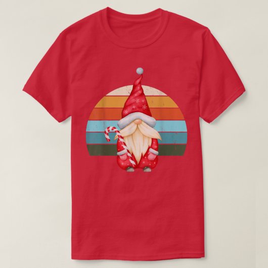 水彩の小人サンタ クリスマス ツリー ライト Xmas Tシャツ (デザイン正面)