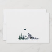 水彩の山々と森林のウェディング セーブザデート (裏面)