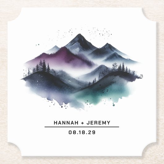水彩の山々 ペーパーコースター (正面)