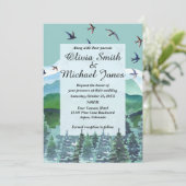 水彩の山と木の結婚式招待状 招待状 (スタンド正面)