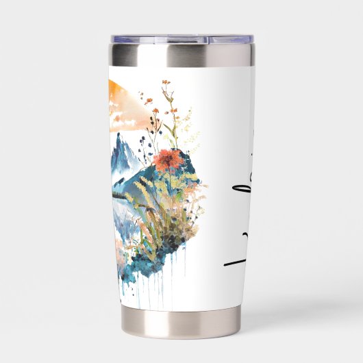 水彩の山のシパーソナライズされたーン 保温保冷タンブラー (正面)