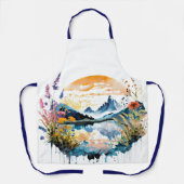 水彩の山景色 エプロン (正面)