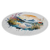 水彩の山景色 カッティングボード (角)