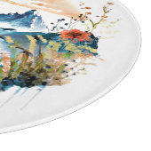 水彩の山景色 カッティングボード (角)