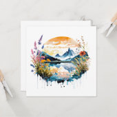 水彩の山景色 カード (正面/裏面インサイチュ)