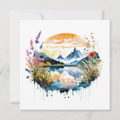水彩の山景色 カード (正面)