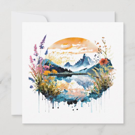 水彩の山景色 カード (正面)