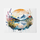 水彩の山景色 ドアマット (正面)