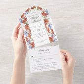 水彩の山花のリス結婚プ オールインワン招待状 (貼ってはがせる)