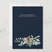 水彩の常緑とホーリーベリーのリース 青 シーズンカード (裏面)