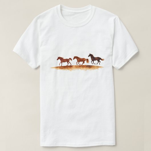 水彩の平原を駆ける馬 Tシャツ (デザイン正面)