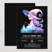 水彩の幸せな魔法使いの誕生日 招待状 (正面/裏面)