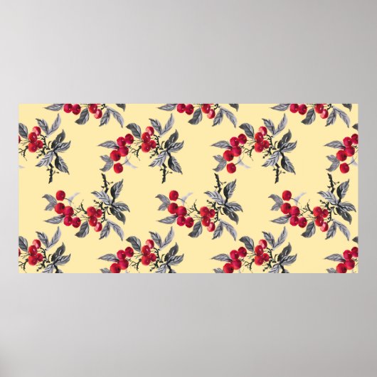 水彩の庭のローワン植物のシームレスなパターン ポスター (正面)