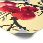 水彩の庭のローワン植物のシームレスなパターン ポスター (角)