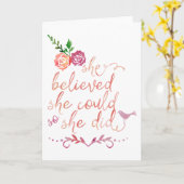 水彩の引用文信じ彼女は彼女ができたように カード (黄色い花)