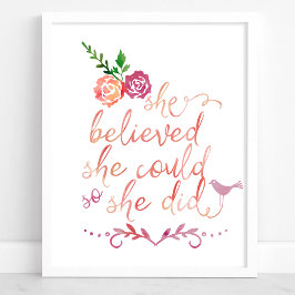 水彩の引用文信じ彼女は彼女ができたように ポスター