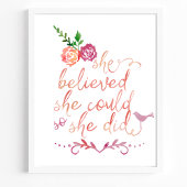 水彩の引用文信じ彼女は彼女ができたように ポスター