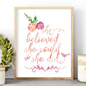 水彩の引用文信じ彼女は彼女ができたように ポスター