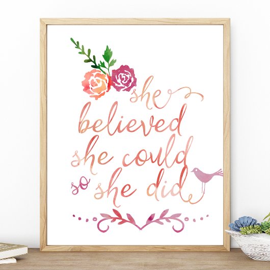 水彩の引用文信じ彼女は彼女ができたように ポスター