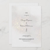 水彩の形 ローズ グリッター 結婚式招待状 招待状 (正面/裏面)