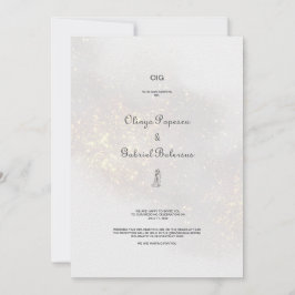 水彩の形 ローズ グリッター 結婚式招待状 招待状