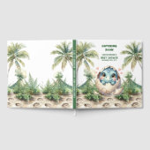 水彩の恐竜ハッチングもうすぐ赤ちゃんシャワー本 ゲストブック (全面)