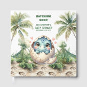 水彩の恐竜ハッチングもうすぐ赤ちゃんシャワー本 ゲストブック (正面)