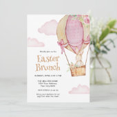 水彩の愛らしいウサギと風船 イースターブランシュ 招待状 (スタンド正面)