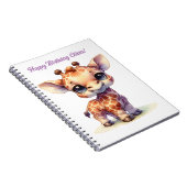 水彩の愛らしい赤ちゃんキリン ノートブック (右側)