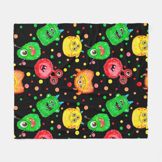 水彩の手水絵を描色の継ぎ目のない模様 フリースブランケット (正面(横))