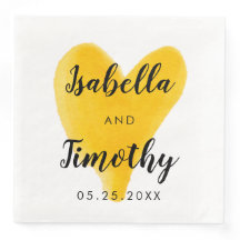 水彩の手結婚レタリング黄色ハート