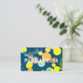 水彩の斑点とドット黄色の青い泡 名刺 (スタンド正面)