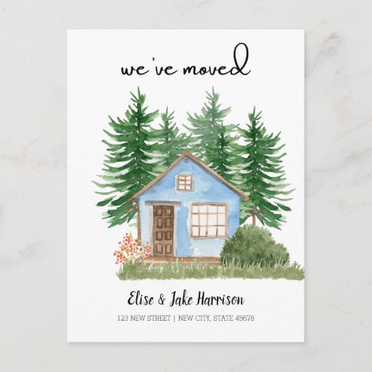 水彩の新しい家庭用はがきを移動 ポストカード (正面)