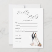 水彩の新婚 出欠カード (正面)