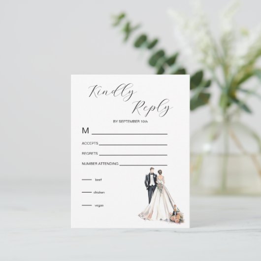 水彩の新婚 出欠カード (スタンド正面)