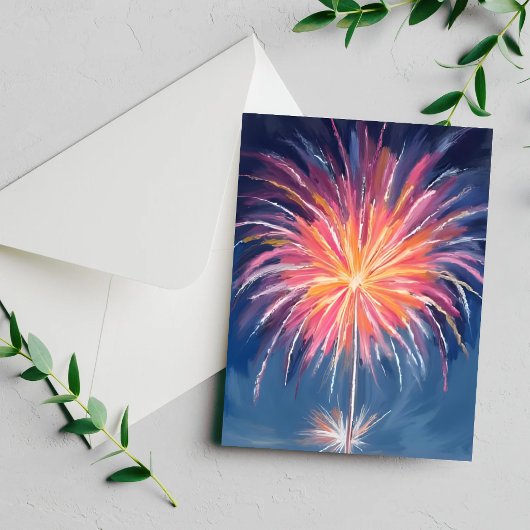 水彩の新年花火 | お正月の水彩画 シーズンカード