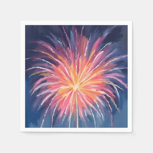 水彩の新年花火 | お正月 スタンダードカクテルナプキン (正面)