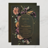 水彩の明るいタペストリーの花　ゴールド　ブライダル 招待状 (正面/裏面)