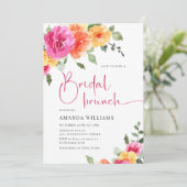 水彩の明るいピンクオレンジの花のブライダルシャワー 招待状 (スタンド正面)