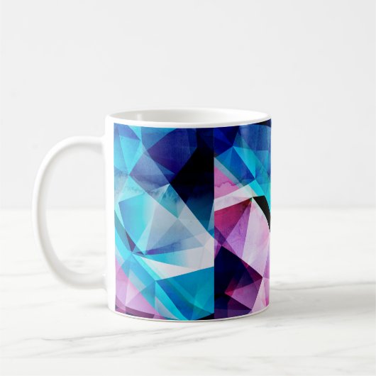 水彩の明るい抽象芸術背景(ジオメトリ付き) コーヒーマグカップ (左)