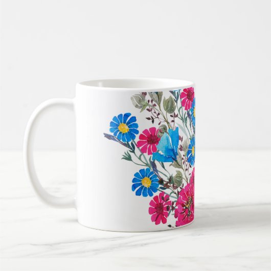 水彩の明るい野草 コーヒーマグカップ (左)