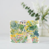水彩の春の自然の色鮮やかな手描き ポストカード (スタンド正面)