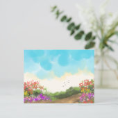水彩の春の自然色の手描き ポストカード (スタンド正面)