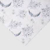 水彩の月と植物の絵柄青-灰色 薄葉紙 (詳細)